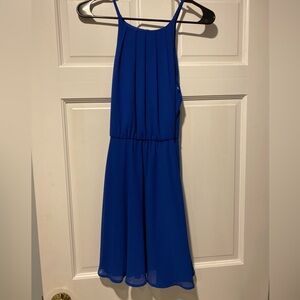 Blue mini high neck dress
